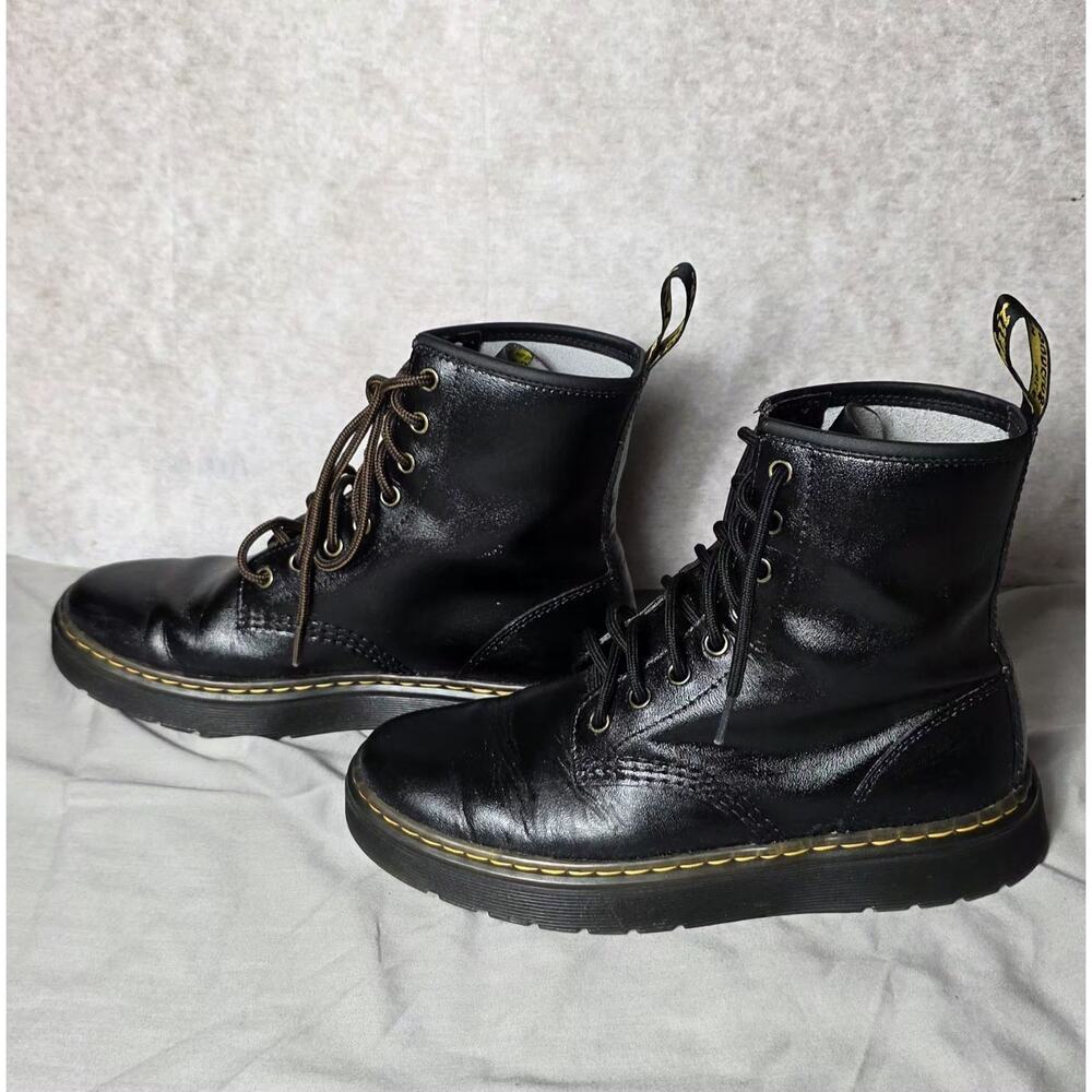 Dr. Martens Zavala Black Leather Combat Boots Women’s 7 / Men’s 6 - Picture 5 of 11